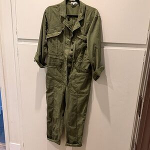 Alex Mill Olive Utility Cotton Jumpsuit